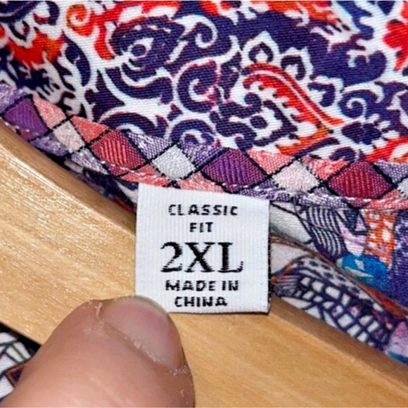 Robert Graham Button Front Shirt Textured Geometric Flip Cuff Men's Sz. 2XL EUC - Picture 7 of 8